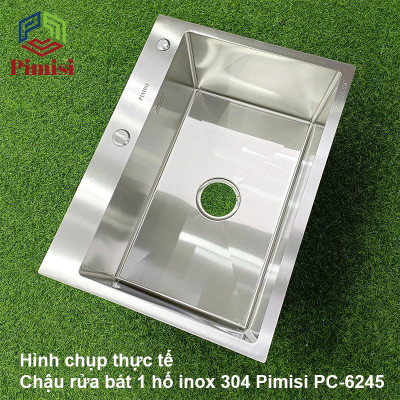 Chậu Rửa Bát 1 Hố Pimisi PC-6245 Inox 304, Dương-Bán Âm Bàn Đá, Giảm Thiểu Tiếng Ồn, Thiết Kế Rộng-Hiện Đại | Chính Hãng