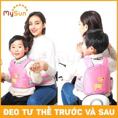 Dây đai yếm đi xe máy chở trẻ em ngồi trước sau an toàn cho bé trai, gái 1 2 3 4 5 9 10 tuổi.