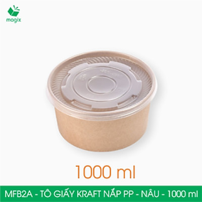 MFB2A - 1000ml - 100 Tô giấy kraft nâu nắp PP - Bát giấy đựng thực phẩm