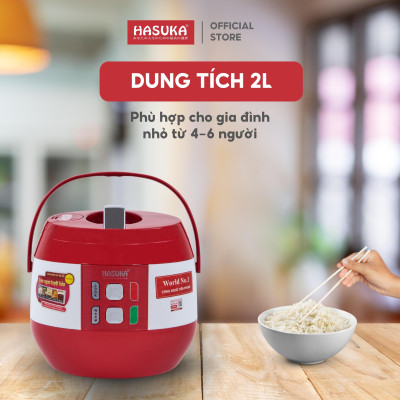 Nồi cơm điện HASUKA HSK-886 dung tích 2L, công suất 700W - Lòng niêu dầy phủ chống dính ceramic, chống xước siêu bền - HÀNG CHÍNH HÃNG