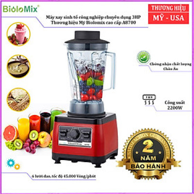 Máy xay sinh tố chuyên nghiệp Biolomix A8700 Công suất 2200W-Dung Tích 2Lít, Bảo hành động cơ lên tới 7 năm,- Hàng nhập khẩu