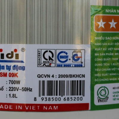 Nồi Cơm Điện Tự Động Nắp Gài Aidi MR-SM 09K (1,8 lít) - Màu Ngẫu Nhiên - Chính Hãng