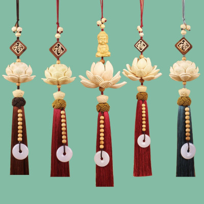 Khánh Liên Hoa Trang Trí Xe Hơi , Dây Treo Sen Gỗ Hoàng Dương Trang Trí Ô Tô