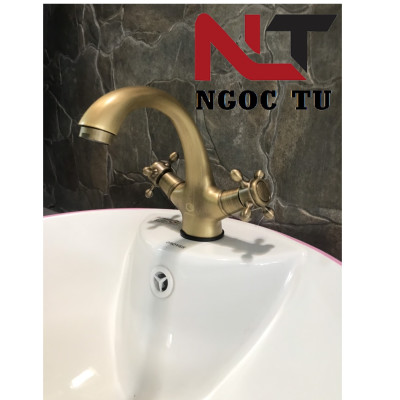 Vòi rửa mặt nóng lạnh đồng cổ hoa đồng tiền tân cổ điển GR 2201B (đẹp, sang trọng lịch sự)