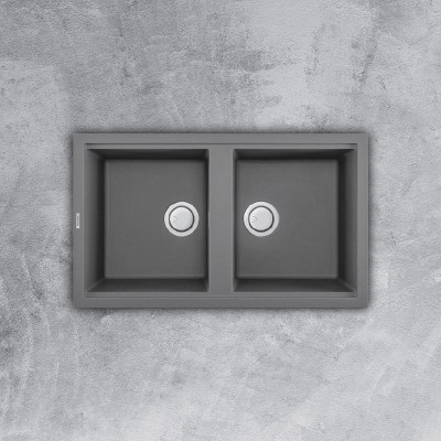 Chậu Rửa Chén Đá Malloca Titanium K-45073 (Màu Xám) - Ngang 86cm - Hàng Chính Hãng