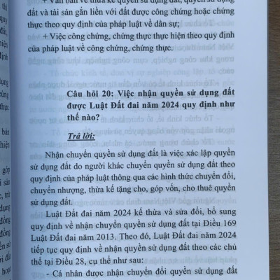 200 câu hỏi và trả lời về Luật Đất đai năm 2024