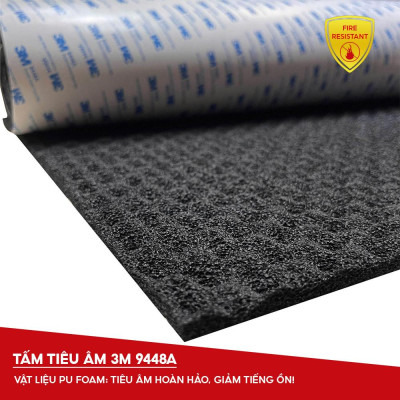 Tấm mút tiêu âm 3M9448A ô tô Phụ kiện ô tô Tấm lót cách nhiệt Giảm âm thanh Chống ồn 80* 50 * 1.5cm