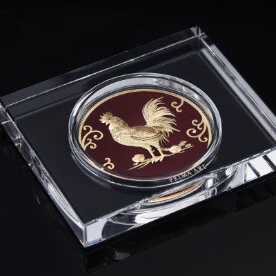 Quà tặng Vàng 24K PRIMA ART - Biểu Tượng Gà Vàng - Kích thước 12 x 10 cm - DGS-0029-03