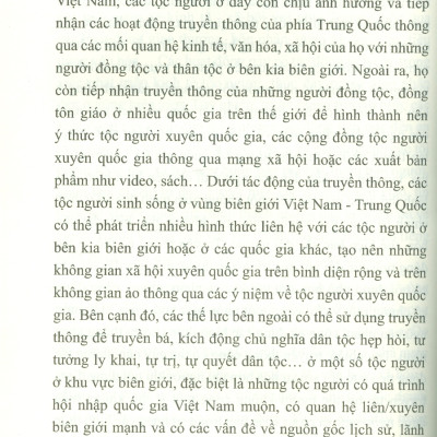 Truyền Thông Và Ý Thức Quốc Gia Của Một Số Tộc Người Ở Vùng Biên Giới Việt Nam - Trung Quốc (Sách chuyên khảo) - Viện Hàn lâm Khoa học Xã hội Việt Nam - Viện Dân tộc học; Trần Hồng Thu chủ biên 