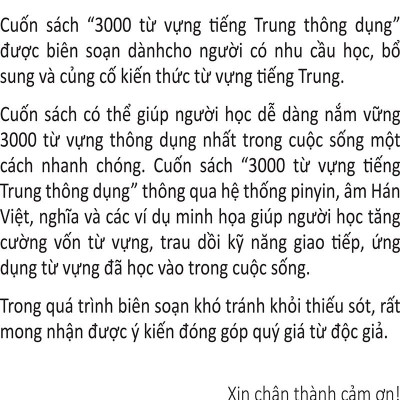 3000 Từ Vựng Tiếng Trung Thông Dụng