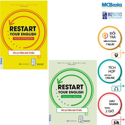 Sách - Restart Your English - Yêu Lại Từ Đầu Tiếng Anh - More Expression + Traveling Abroad - Combo 2 Cuốn - MCBooks