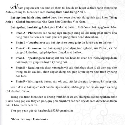 Bài Tập Thực Hành Tiếng Anh 6 (Có Đáp Án) - Dùng Kèm SGK TA 6 GLOBAL SUCCESS 