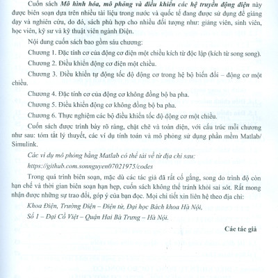 Mô Hình Hóa, Mô Phỏng Và Điều Khiển Các Hệ Truyền Động Điện Thông Dụng