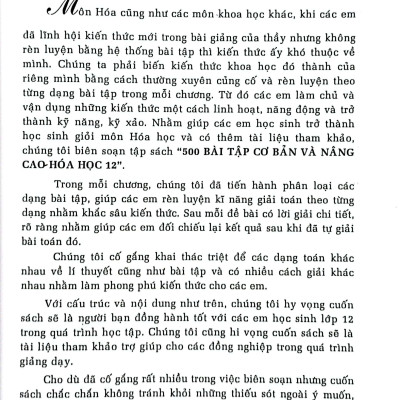 Sách - 500 Bài Tập Cơ Bản Và Nâng Cao Hóa Học 12