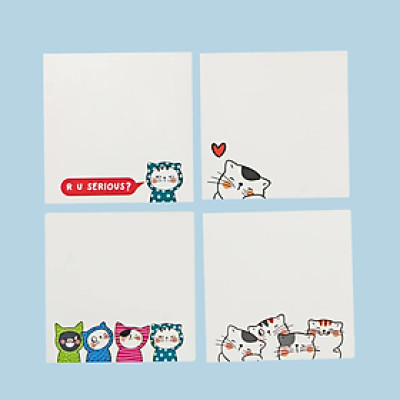 Stiky note / Giấy nhớ YS-377 76*76mm, Giấy ghi chú Kute hình con Mèo & trái Tim