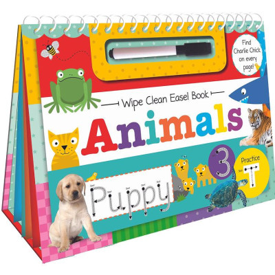 Wipe Clean Easel Book With Pen - Animals