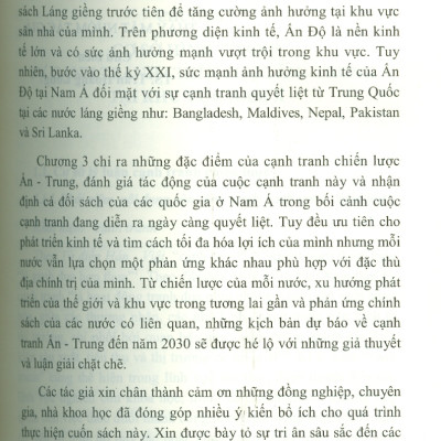 Cạnh Tranh Chiến Lược Ấn Độ - Trung Quốc Tại Khu Vực Nam Á Giai Đoạn 2000-2020 Và Dự Báo Đến 2030 (Sách chuyên khảo) - Viện Hàn lâm Khoa học Xã hội Việt Nam - Viện Nghiên cứu Ấn Độ và Tây Nam Á; TS. Trần Hoàng Long chủ biên