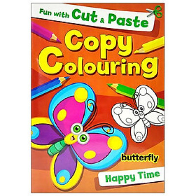 Fun With Cut & Paste Copy Colouring: Butterfly Happy Time