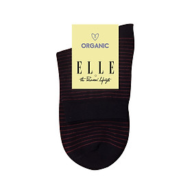 Vớ cổ cao nữ ELLE ELW03 - Cotton Organic - dệt trơn phối kẻ - Freesize - Hàng chính hãng