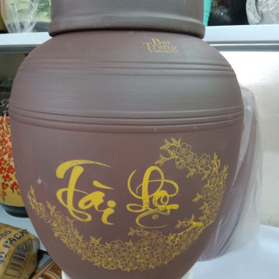 Hũ sành tài lộc đựng rượu gốm sứ Bát Tràng loại 20L