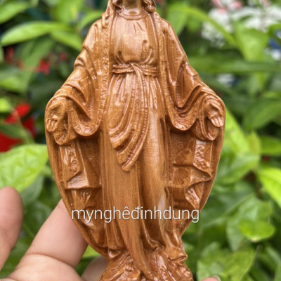 Tượng điêu khắc đức mẹ bạn ơn bằng gỗ bách xanh thơm nức kt cao 20x8x6cm 