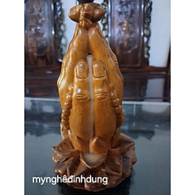 Tượng Bàn tay niệm phật bằng gỗ bách xanh thơm nức cao 15x9x9cm 