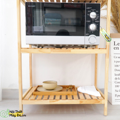 Kệ Lò Vi Sóng OVEN RACK - Thiết Kế 3 Tầng - Chất Liệu Gỗ Thông - Dễ Dàng Lắp Ráp - Có 2 Màu Sắc Lựa Chọn