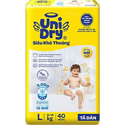 Tã dán Unidry L40 Cho Bé Từ 9-14Kg Date luôn mới
