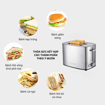 Máy nướng bánh mì Sandwich tự động SOKANY SK-08113 nướng nhanh chín, phù hợp cho bữa sáng gia đình - HÀNG CHÍNH HÃNG