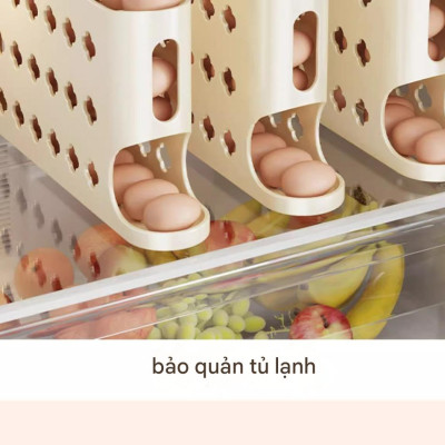 Hộp đựng trứng lăn thông minh – Kệ để trứng chuyên dụng cho cửa tủ lạnh, hộp bảo quản trứng tiện lợi, giúp sắp xếp gọn gàng, giữ trứng tươi lâu