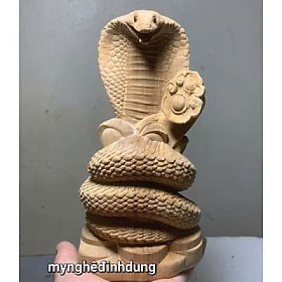 Tượng con rắn phong thủy bằng gỗ ngọc am thơm nức kt cao 20x10x7cm 