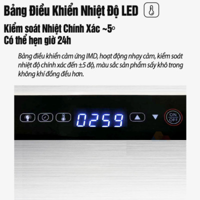 Máy sấy thực phẩm 5 tầng có bảng điều khiển hẹn giờ sấy khô tự ngắt thương hiệu Mỹ cao cấp Septree DBC-05A - Hàng Chính Hãng