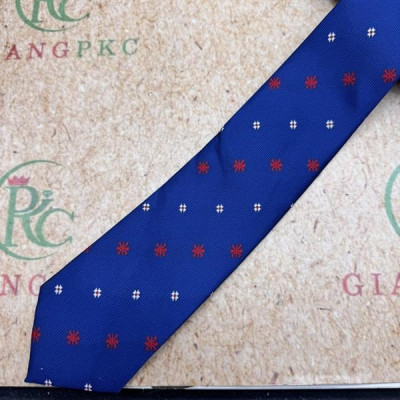 Cà vạt nam mẫu thắt sẵn dây kéo bản nhỏ 6cm màu xanh chấm đỏ