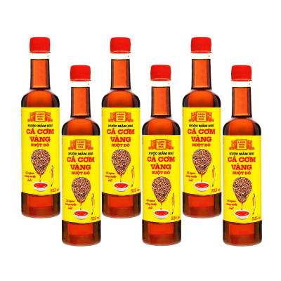 Thùng 6 chai nước mắm nhỉ cá cơm vàng ruột đỏ Làng Chài Xưa 525ml/chai cá ngon vùng nước trồi 300 năm truyền thống