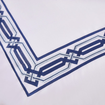 Bộ chăn ra Casa Bello Home - Set Serenity Blue Cotton lụa satin thêu họa tiết thêu 5 món