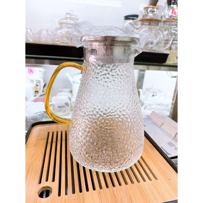 Bình thủy tinh đựng nước chịu nhiệt lên tới 400 độ C vân nhám dáng eo cao - ANTH237