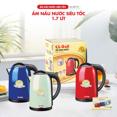 Ấm đun siêu tốc Gali GL-0017C thân ấm 2 lớp, vỏ ngoài bằng nhựa nguyên sinh chịu nhiệt tốt, hàng chính hãng 100%. Bảo hành 24 tháng.