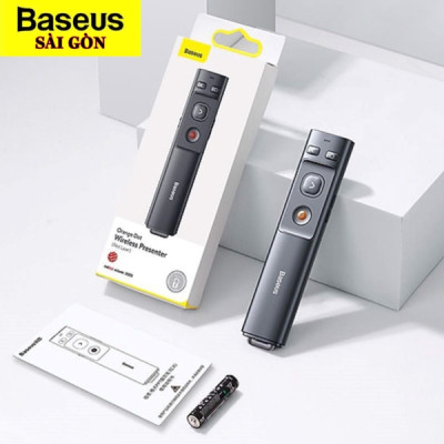 Bút Laser trình chiếu Baseus Orange Dot Wireless Presenter cho Laptop/ Macbook (100m. 2.4Ghz USB/Type C Receiver, Wireless Remote Control, Red Laser Pointer/ Presenter)- ACFYB- Hàng chính hãng