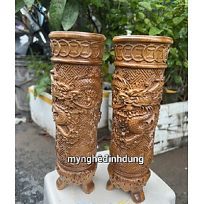 ỐNG CẮM NHAN HƯƠNG BẰNG GỖ BÁCH XANH THƠM NỨC KT CAO 25X8X8CM 