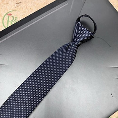 Cà vạt nam mẫu thắt sẵn dây kéo bản nhỏ 6cm mẫu xanh chấm nhỏ