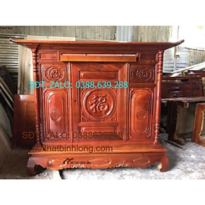 Tủ thờ gỗ nhãn trạm tam đa màu cánh gián