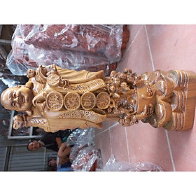 Tượng phật di lặc chúc phúc bằng gỗ bách xanh thơm nức kt 40×12×15cm