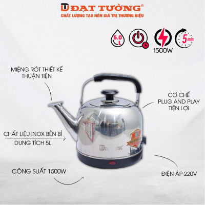 ẤM ĐIỆN ĐẾ LIỀN 4L ĐẠT TƯỜNG DTDL-09 - Hàng Chính Hãng