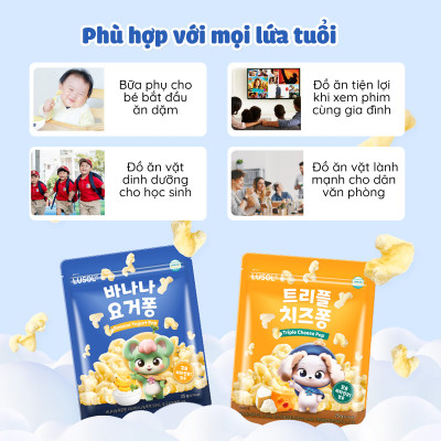 Bánh ăn dặm Lusol vị sữa chua chuối và phô mai Triple Cheese Lusol cho bé từ 12 tháng
