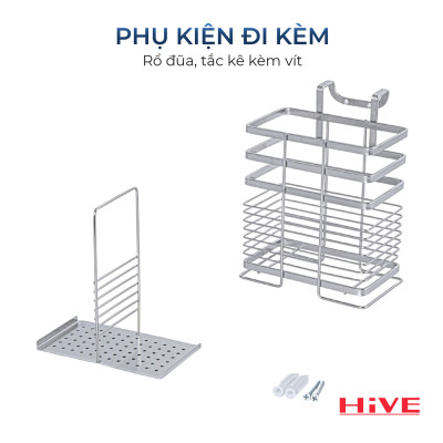 Hộp (ống) đựng đũa muỗng treo tường inox 304 HiVE