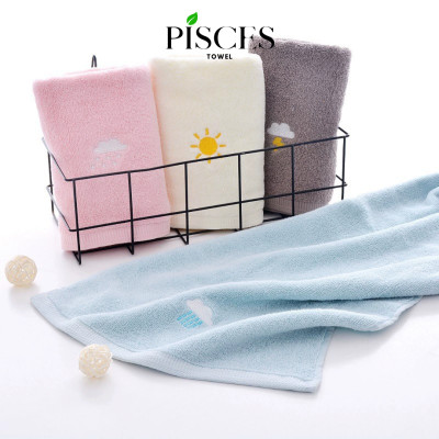 Khăn Mặt PISCES TOWEL 35x75cm Thêu Hình Thời Tiết Cotton Mềm Mại, Khăn Spa Yoga Gym Thể Thao Thấm Hút Mồ Hôi