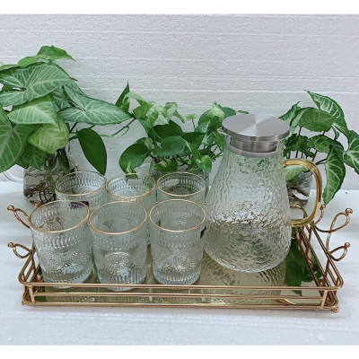 COMBO BỘ BÌNH CỐC THỦY TINH UỐNG NƯỚC CHỊU NHIỆT CAO CẤP LÊN ĐẾN 400 ĐỘ C ( CỐC 300ML, BÌNH BẦU )