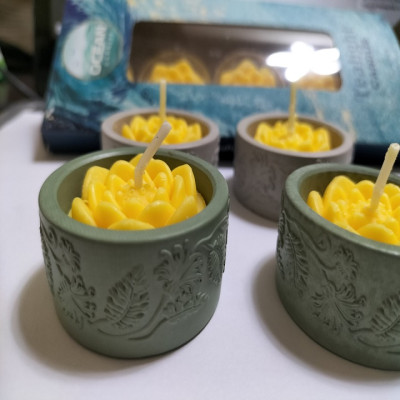 Set 4 hủ nến bằng xi măng đựng viên nến thơm tealight candles - hàng handmade DIY, cốc để nến cúng phật , bàn thờ trang trí nhiều màu 