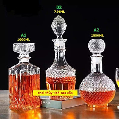 Chai Đựng Rượu Thủy Tinh (combo 3 cái) – Vỏ Chai Rượu Đẹp - Bình đựng rượu độc lạ (A1, A2 , B2)