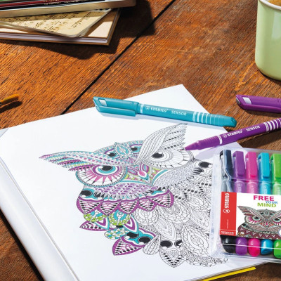 Bộ 3 Bút kỹ thuật STABILO SENSOR F 0.3mm xanh+ đỏ+ đen (SENF-C3)